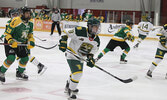 The Sioux Lookout Bombers in action against the visiting Thunder Bay North Stars on Sept. 13 at the Hangar.     Tim Brody / Bulletin Photo