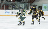 The Sioux Lookout Bombers in action against the Red Lake Miners on Oct. 11, 2024. The Bombers and Miners split a two game series this past weekend. The two teams will face each other in the first round of the SIJHL playoffs, which begin on Friday evening.