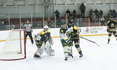 The Sioux Lookout Bombers in action against the Red Lake Miners on Oct. 11, 2024. The Bombers and Miners split a two game series this past weekend. The two teams will face each other in the first round of the SIJHL playoffs, which begin on Friday evening.