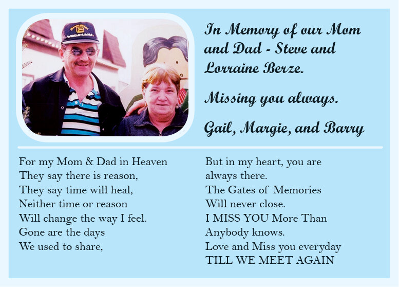 In Memory of Steve and Lorraine Berze