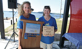 Dori Hopko (right) is this year’s recipient of the John Alexander “Jack” McKenzie Memorial Award, presented on August 2 during the opening ceremonies of the 42nd Annual Blueberry Festival by Rotary Club of Sioux Lookout representative Alanna Pizziol-Carro