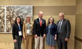 From left: Dr. Kit Young Hoon, Medical Officer of Health at NWHU; Marilyn Herbacz, CEO at NWHU; Hon. Peter Bethlenfalvy, Minister of Finance; Trudy Sachowski, NWHU Board of Health member and alPHa Chair; Doug Lawrance, NWHU Board of Health Chair.   Photo 