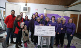 Members of the Skip to Equip Classic Committee and management from Sioux Lookout Home Hardware pose for a photo with a cheque for the Sioux Lookout Meno Ya Win Health Centre Foundation. This year’s women’s fundraising bonspiel raised $160,000 to be donate