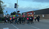 Community members marched through the downtown core last Thursday evening in support of everyone’s right to be safe and live free from violence in Sioux Lookout.      Tim Brody / Bulletin Photo 